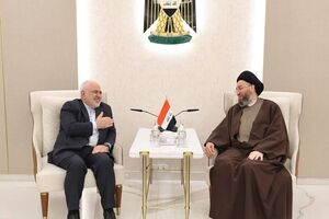 ظریف والحکیم یبحثان بشان تطورات المنطقة والعلاقات الثنائیة بین طهران وبغداد

